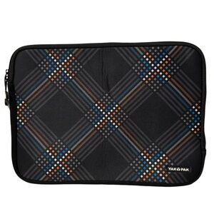YakPak Laptop Neoprene Sleeve in Black Plaid Fits Up to 16 inch Laptop